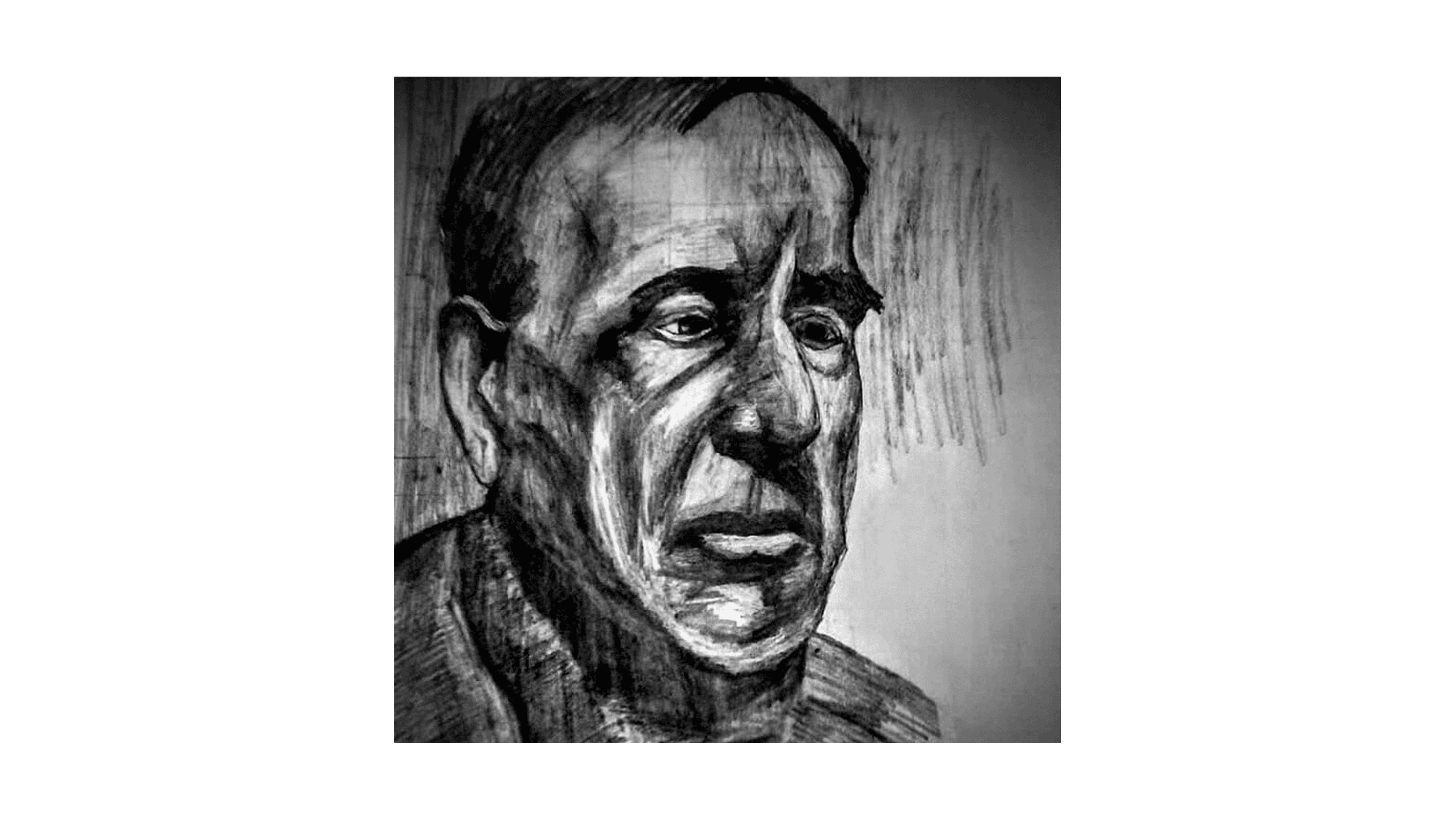 One of the first portraits I did: a man lost in thought. The beginning, not the end.