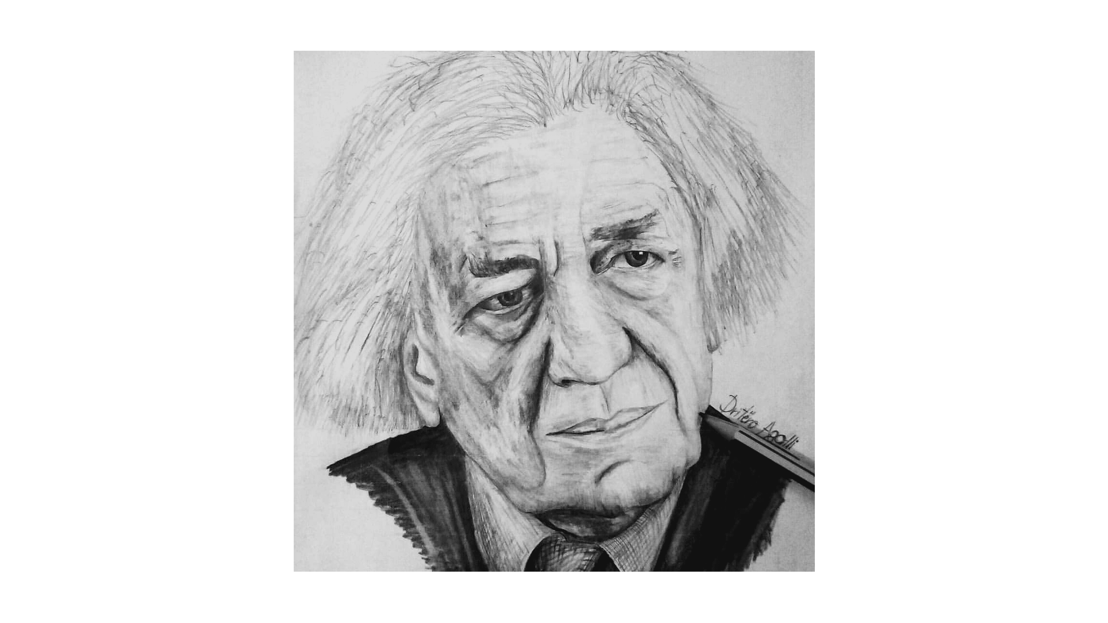 Portrait of a famous Albanian writer, honoring cultural heritage through art.