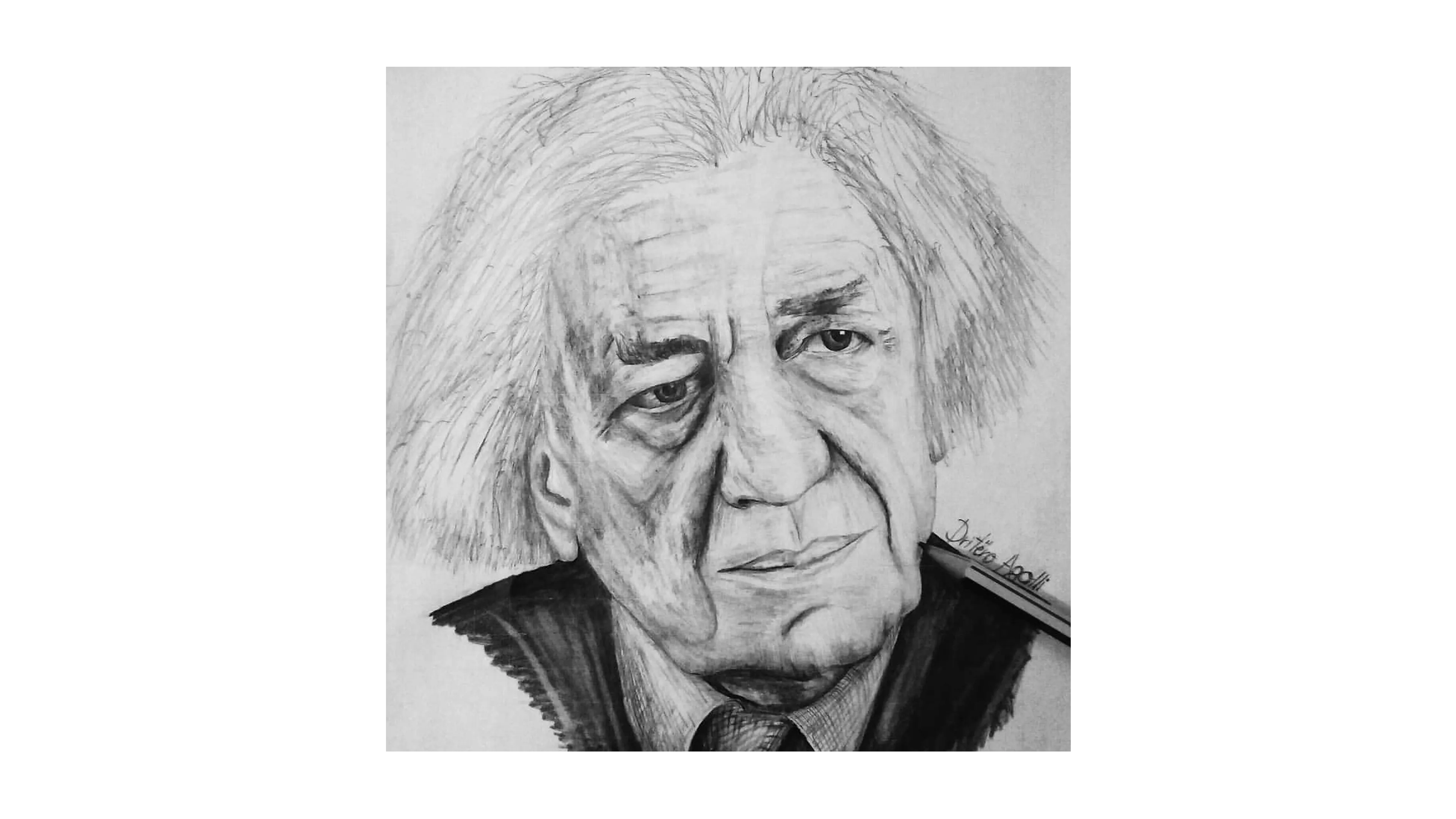 Portrait of a famous Albanian writer, honoring cultural heritage through art.
