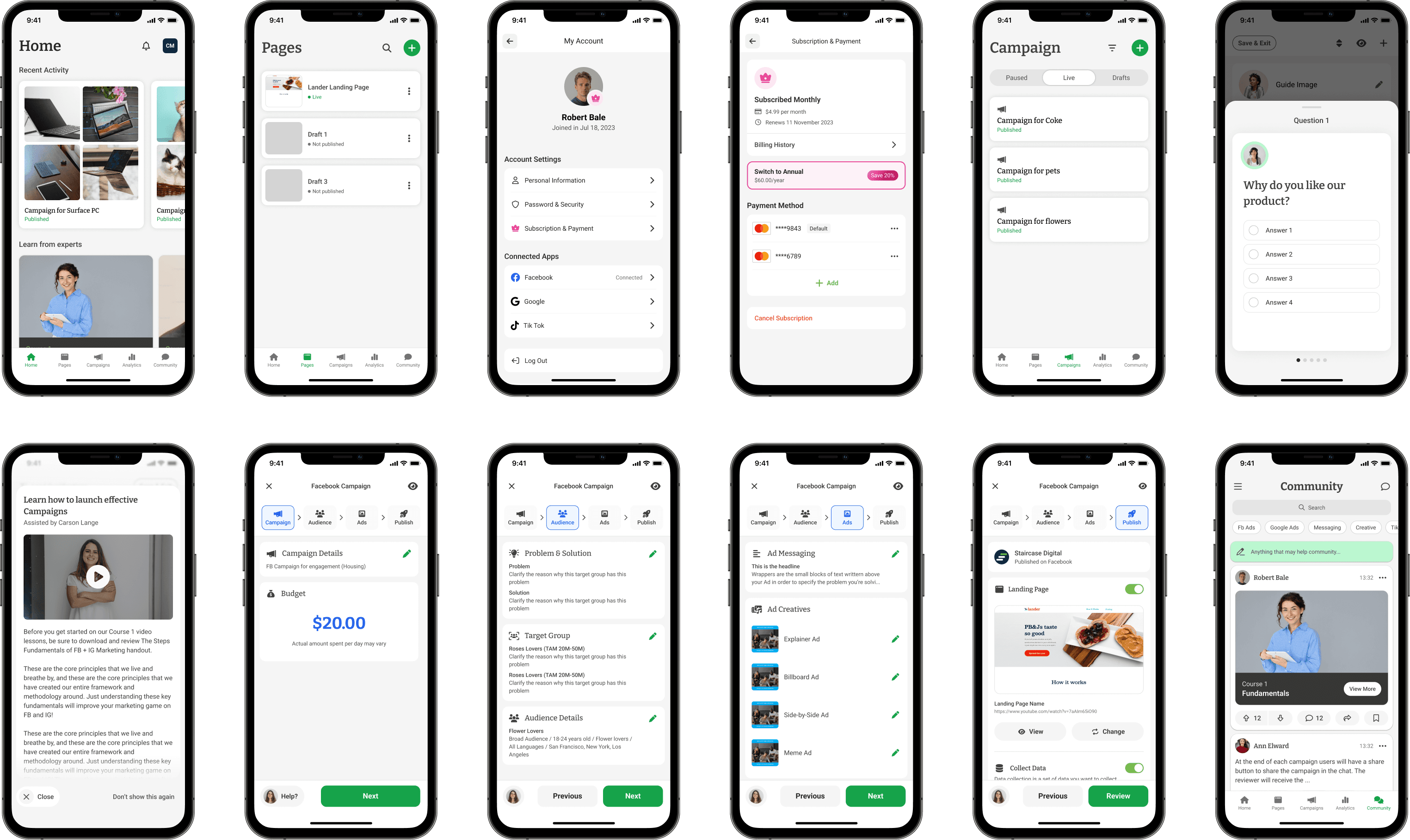 New design screens with cohesive information architecture