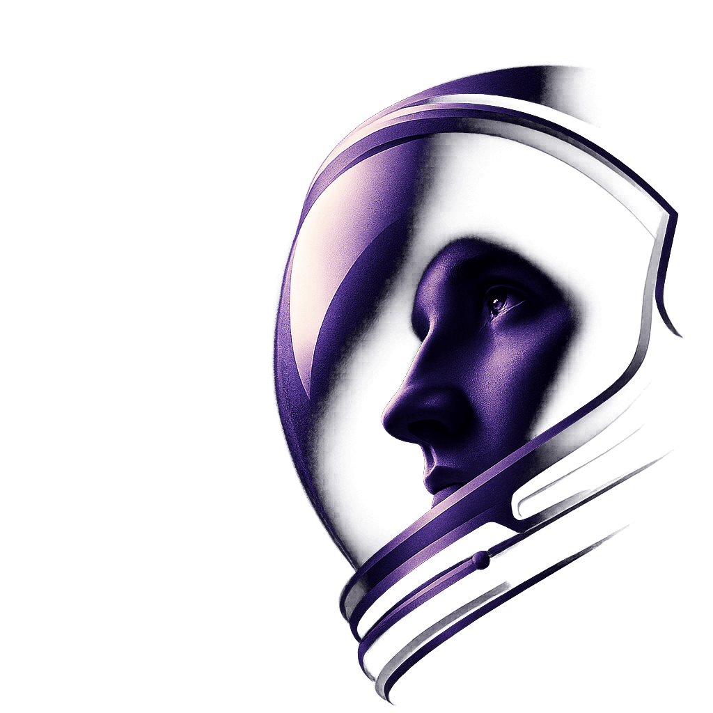 Stylised astronaut helmet portrait used in the hero composition