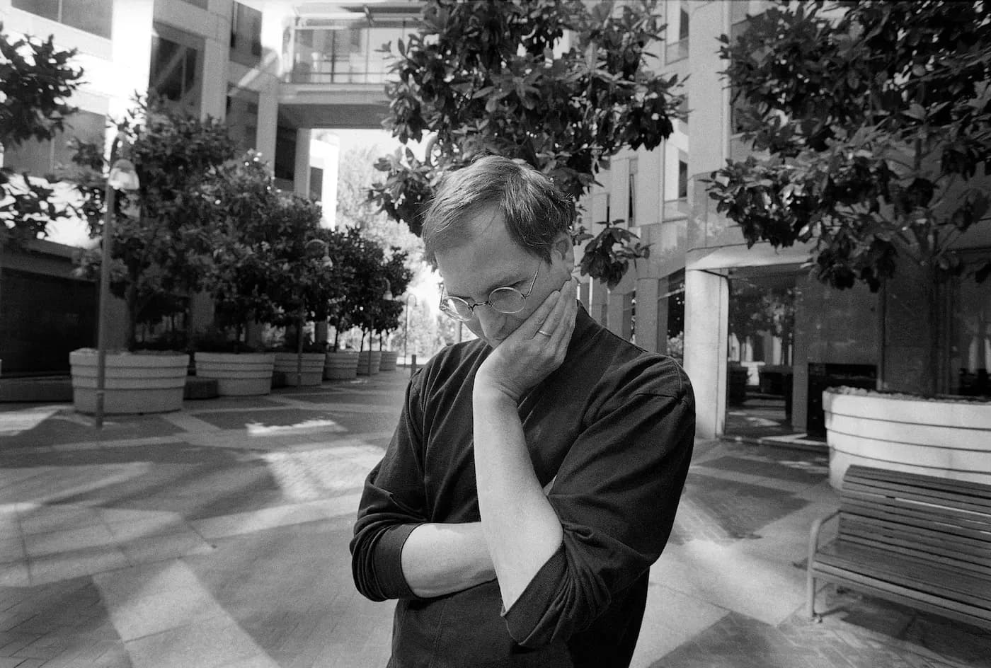 Portrait of Steve Jobs showcasing his intense, focused demeanor