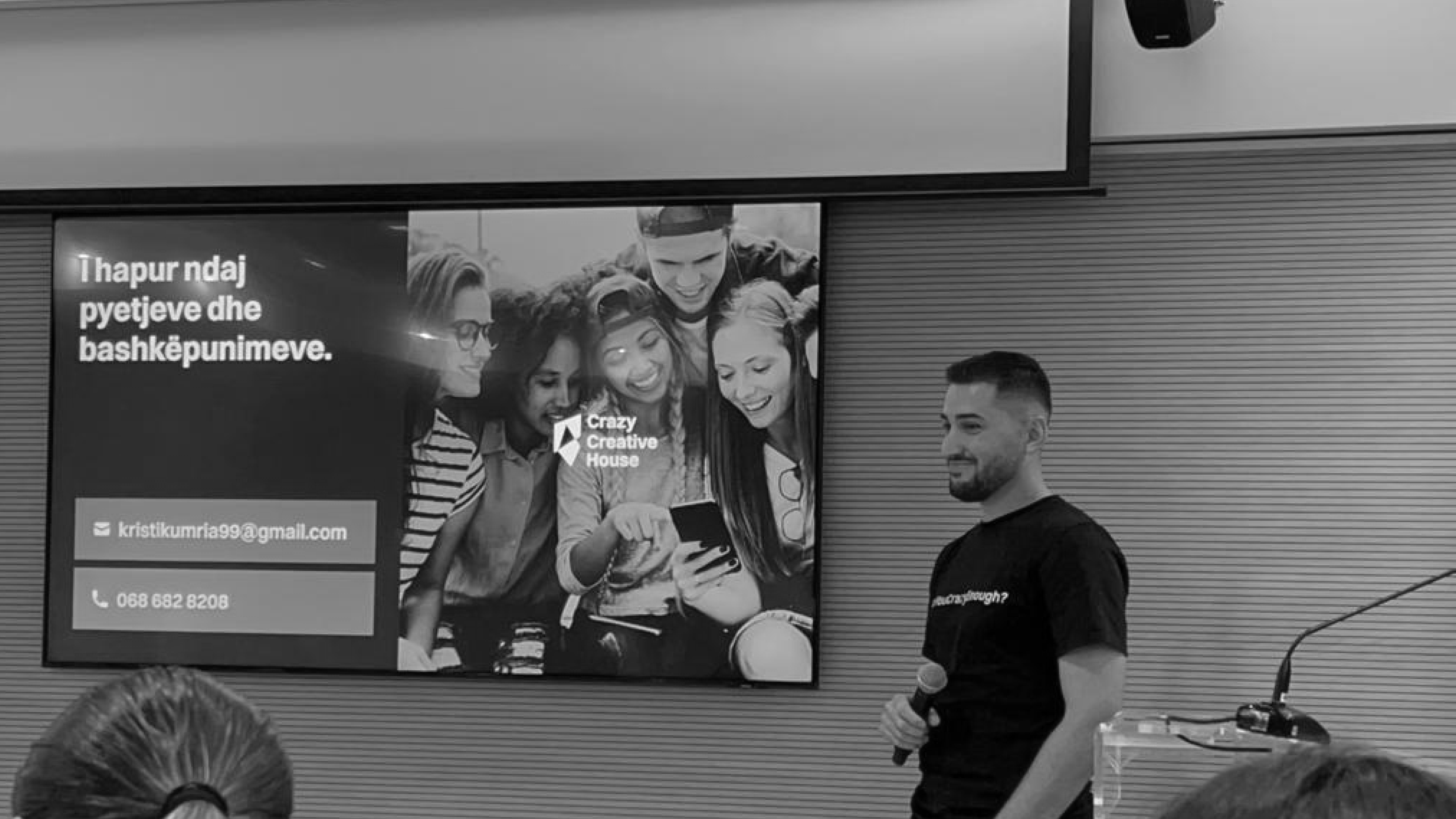 Pitching my startup to investors.