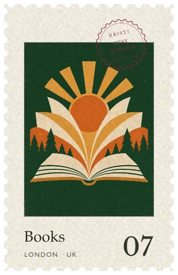 Books retro postage stamp