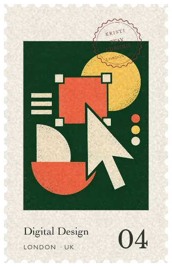 Digital Design retro postage stamp
