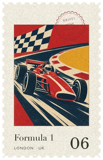 Formula 1 retro postage stamp