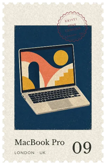 MacBook Pro retro postage stamp
